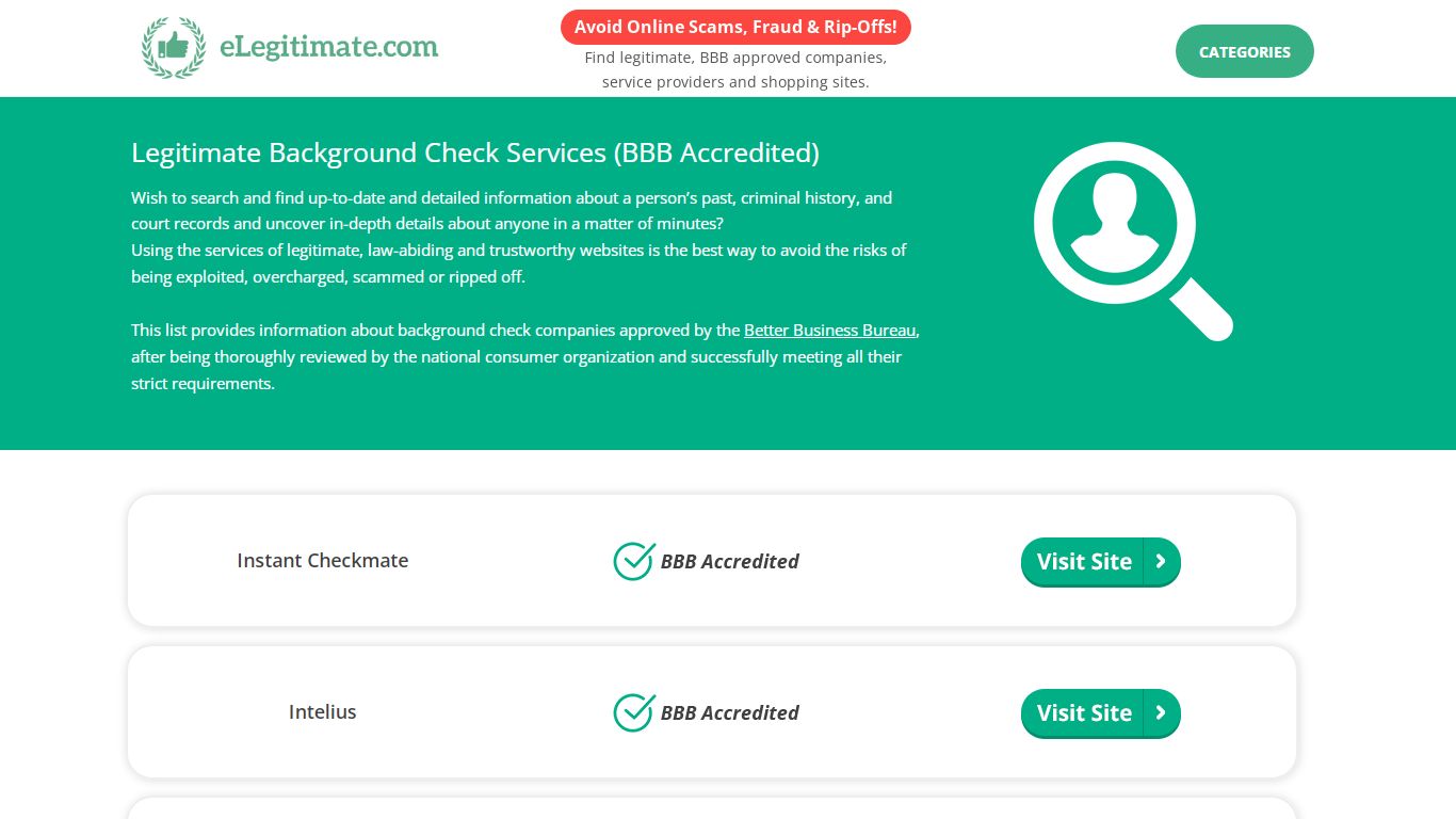 Legitimate Background Check Sites (BBB Accredited!) | eLegitimate